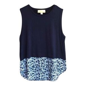 MICHAEL KORS Mixed Media Floral Sleeveless Blouse